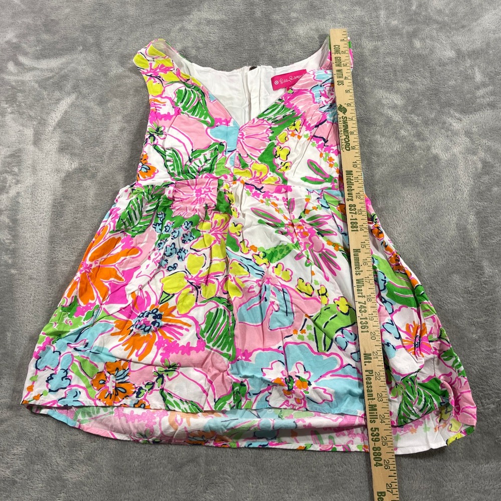 Lilly Pulitzer for Target Dress Women Medium Pink Floral Sleeveless V-Neck Rayon - Picture 2 of 9